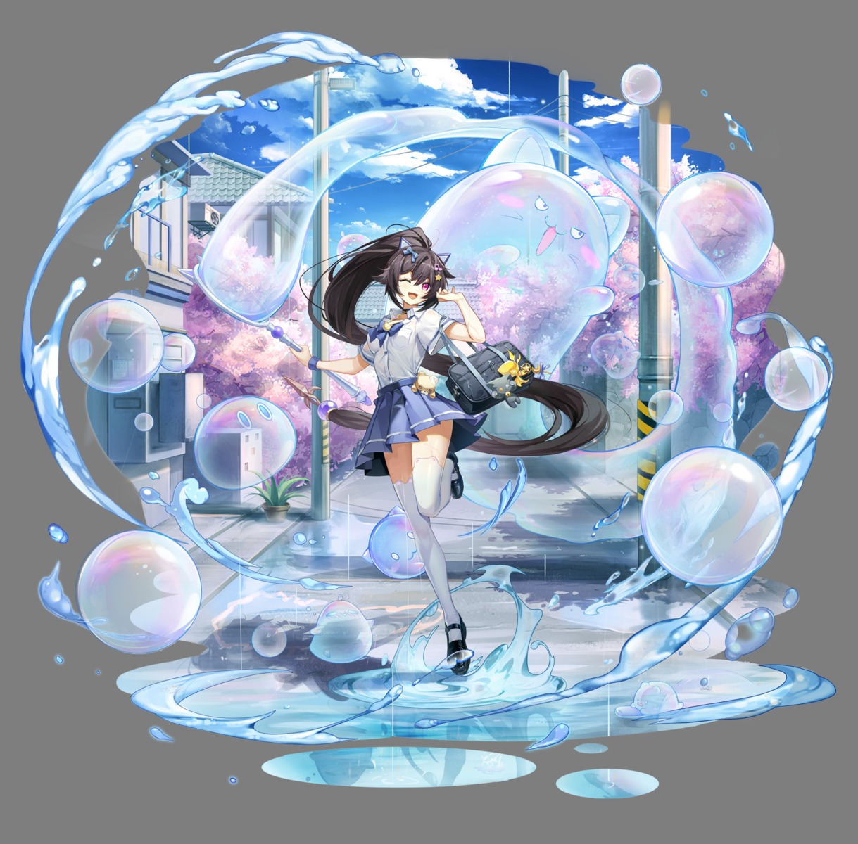 animal_ears ao_qi_chuan_shuo seifuku tagme thighhighs transparent_png wet