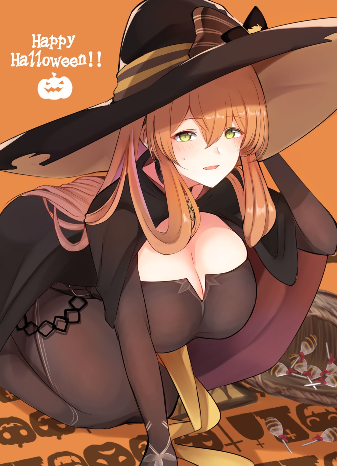 10eki_(tenchou) cleavage dress girls_frontline halloween springfield_(girls_frontline) witch