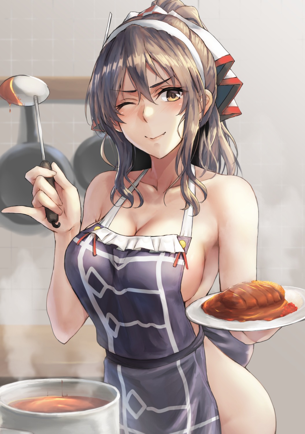 ashigara_(kancolle) kantai_collection kokuzou naked_apron