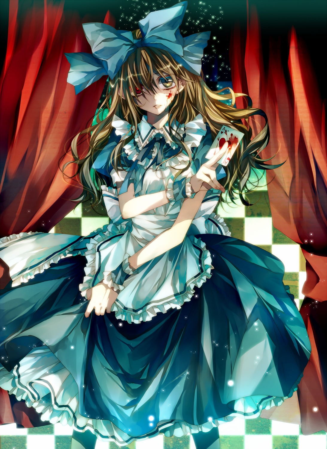 alice alice_in_wonderland blood dress heterochromia tsukioka_tsukiho
