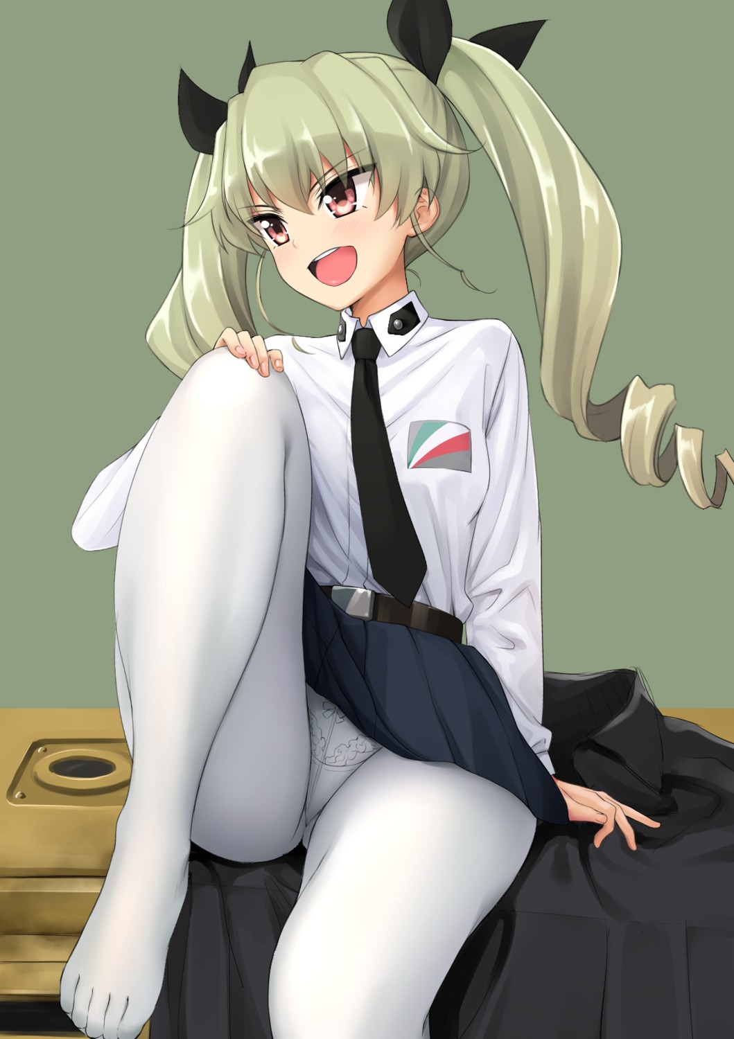 anchovy derauea feet girls_und_panzer pantsu pantyhose uniform