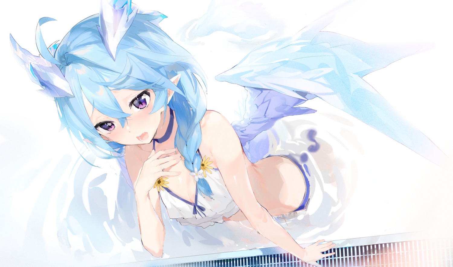 aida_(chinhung0612) bikini cleavage horns pointy_ears princess_connect! princess_connect!_re:dive shefi swimsuits wet wings