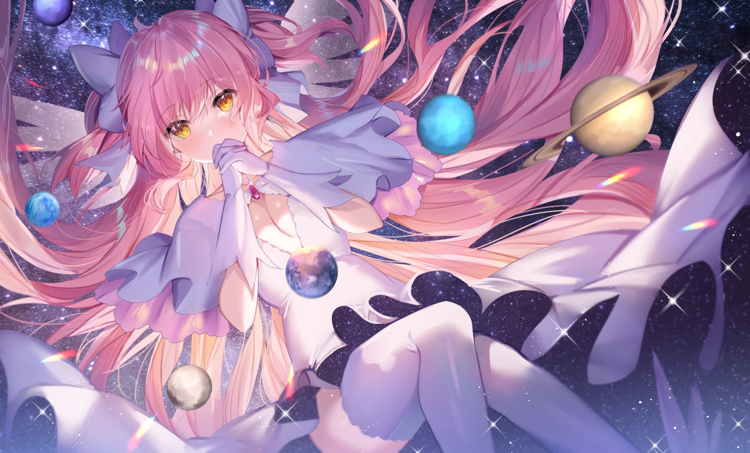 dress kaname_madoka no_bra puella_magi_madoka_magica shanguier skirt_lift thighhighs ultimate_madoka wings