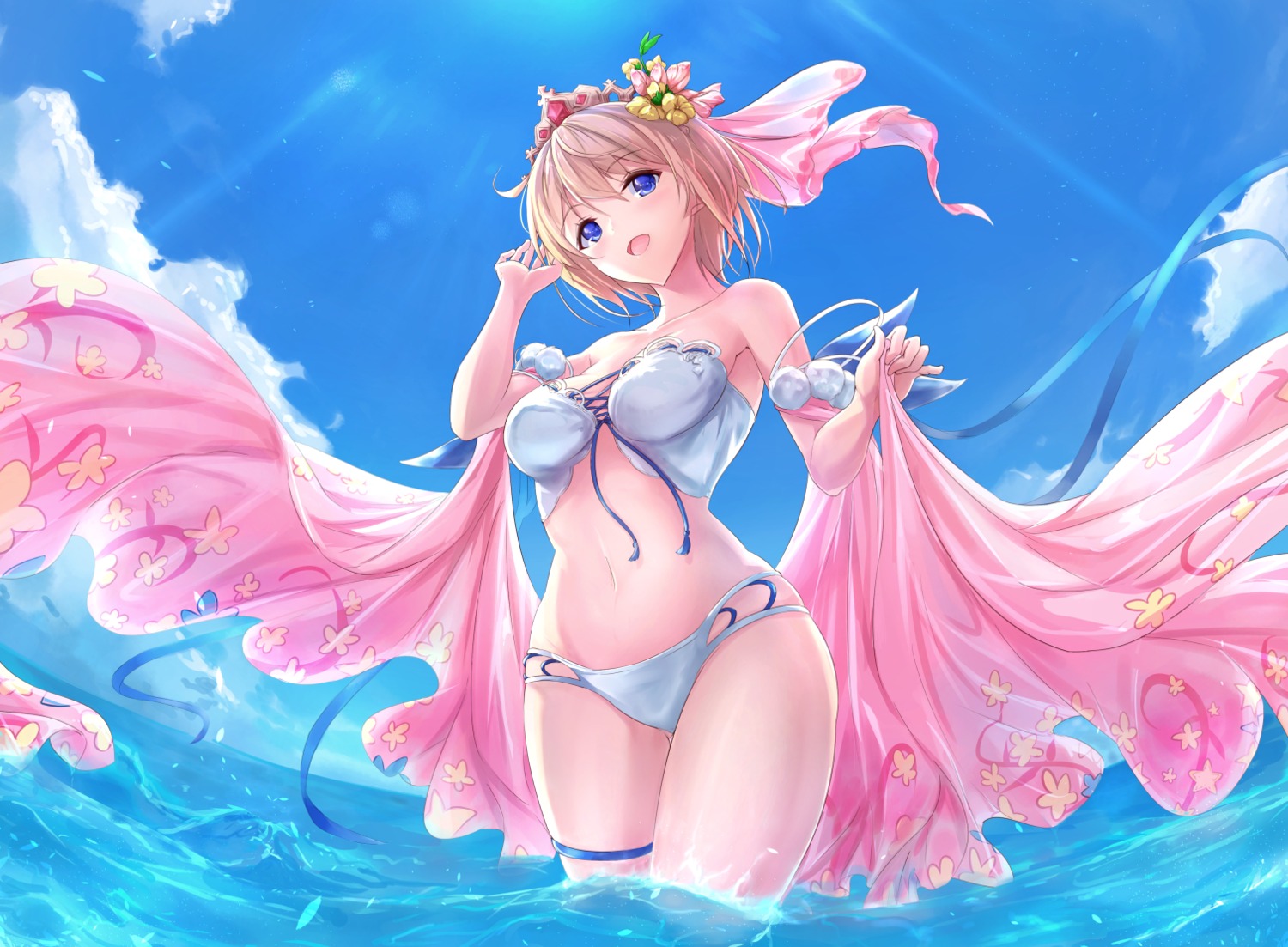 bikini europa_(granblue_fantasy) garter granblue_fantasy sakaokasan swimsuits wet