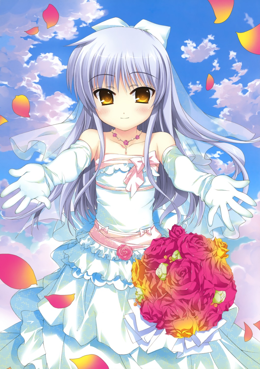 angel_beats! dress fujima_takuya tachibana_kanade wedding_dress