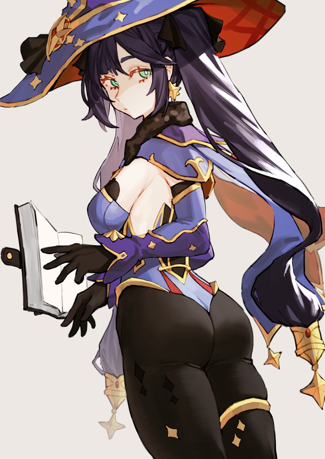 ass garter genshin_impact leotard mona_megistus pantyhose renxzd witch