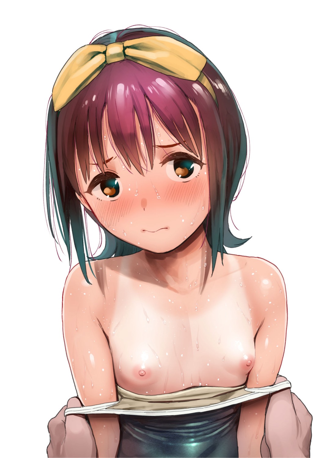 breasts loli nipples shiden_(sashimi_no_wife) swimsuits tan_lines undressing wet