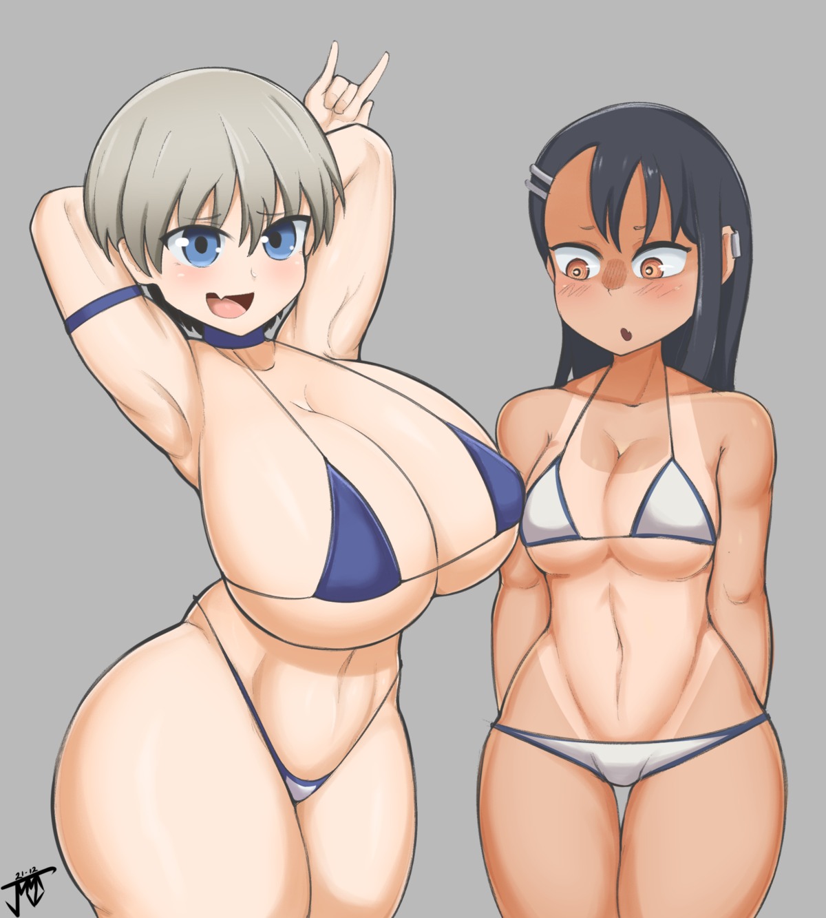 bikini crossover ijiranaide_nagatoro-san jmvmaa nagatoro_hayase swimsuits tan_lines uzaki-chan_wa_asobi_tai! uzaki_hana