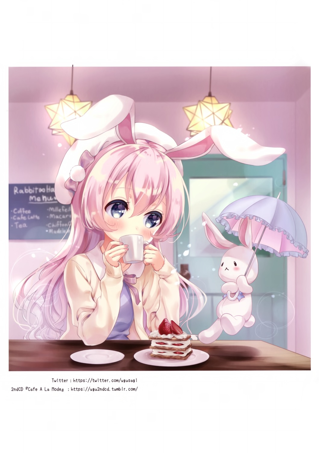 animal_ears bunny_ears umbrella waki_(pixiv2609622)