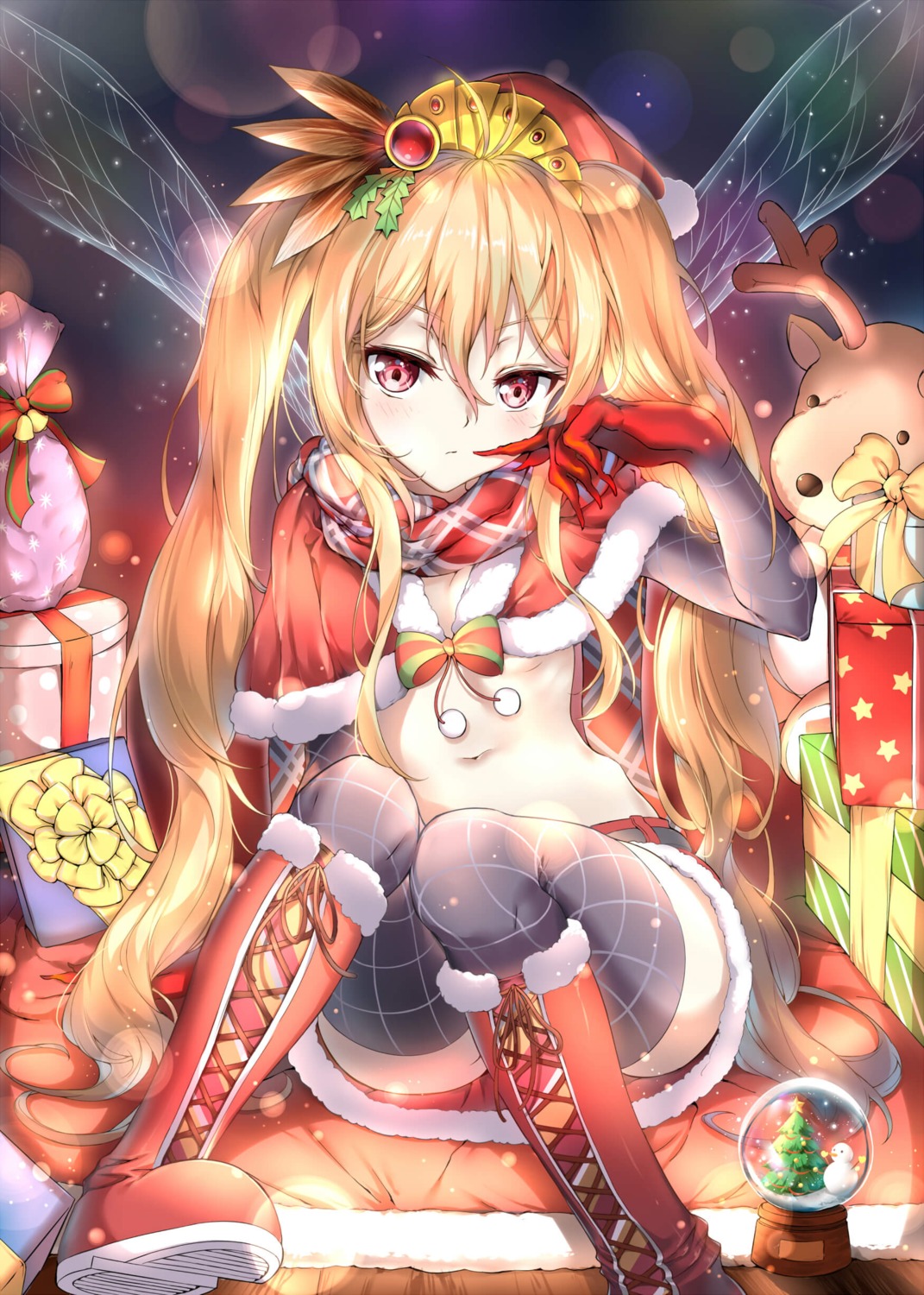 christmas horns no_bra skirt_lift thighhighs tower_of_saviors wings xin_(zinc)