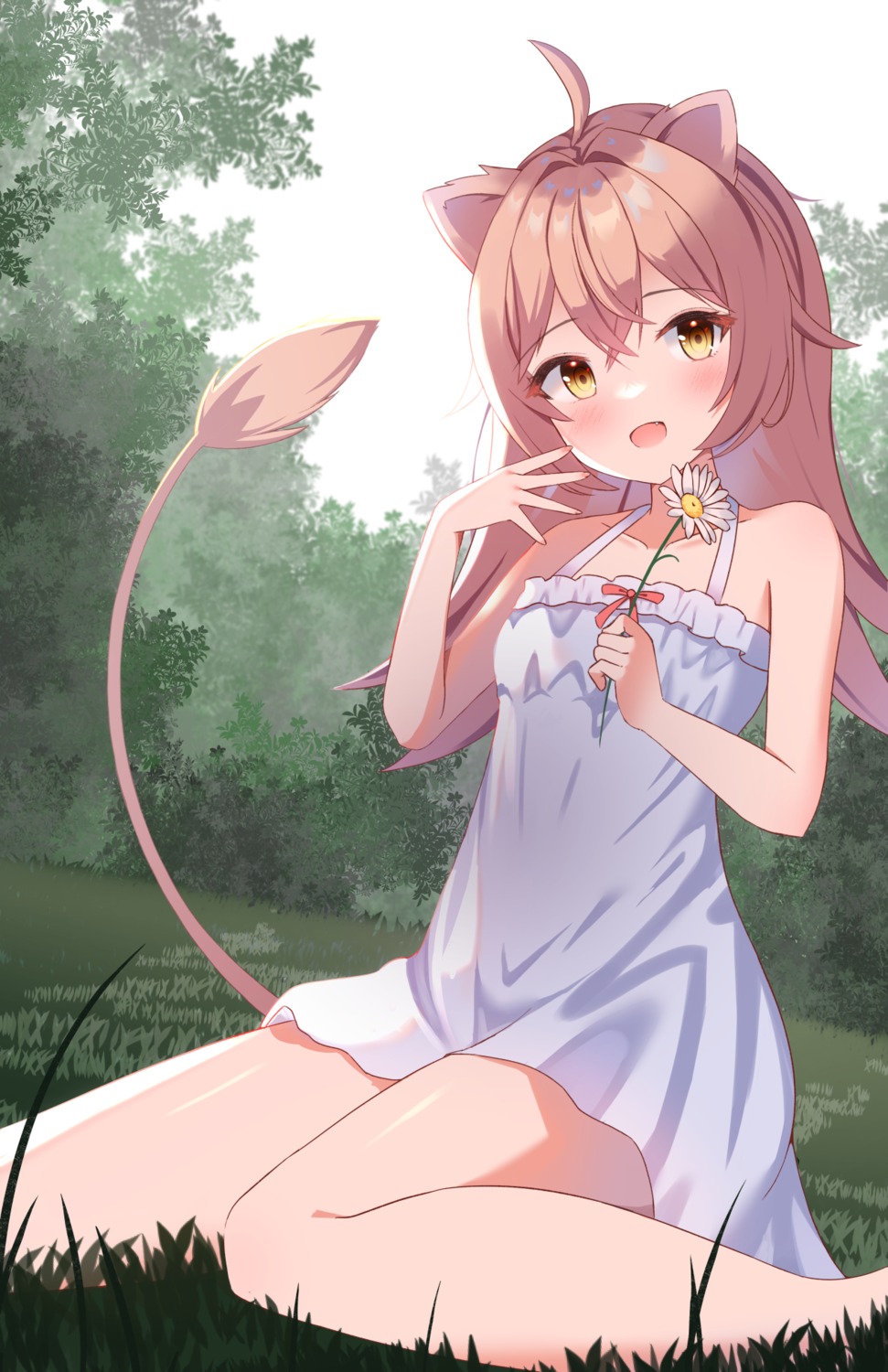 animal_ears dress indie_virtual_youtuber kawaiipony2 rurudo_lion summer_dress tail