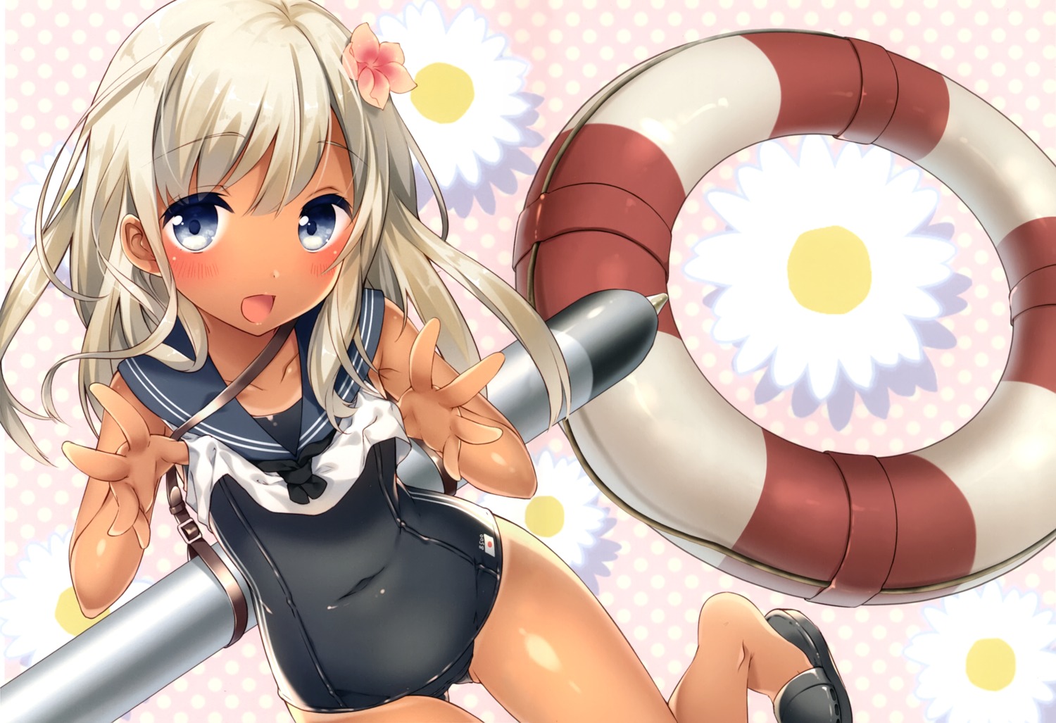 eterna kantai_collection riichu ro-500 school_swimsuit swimsuits tan_lines