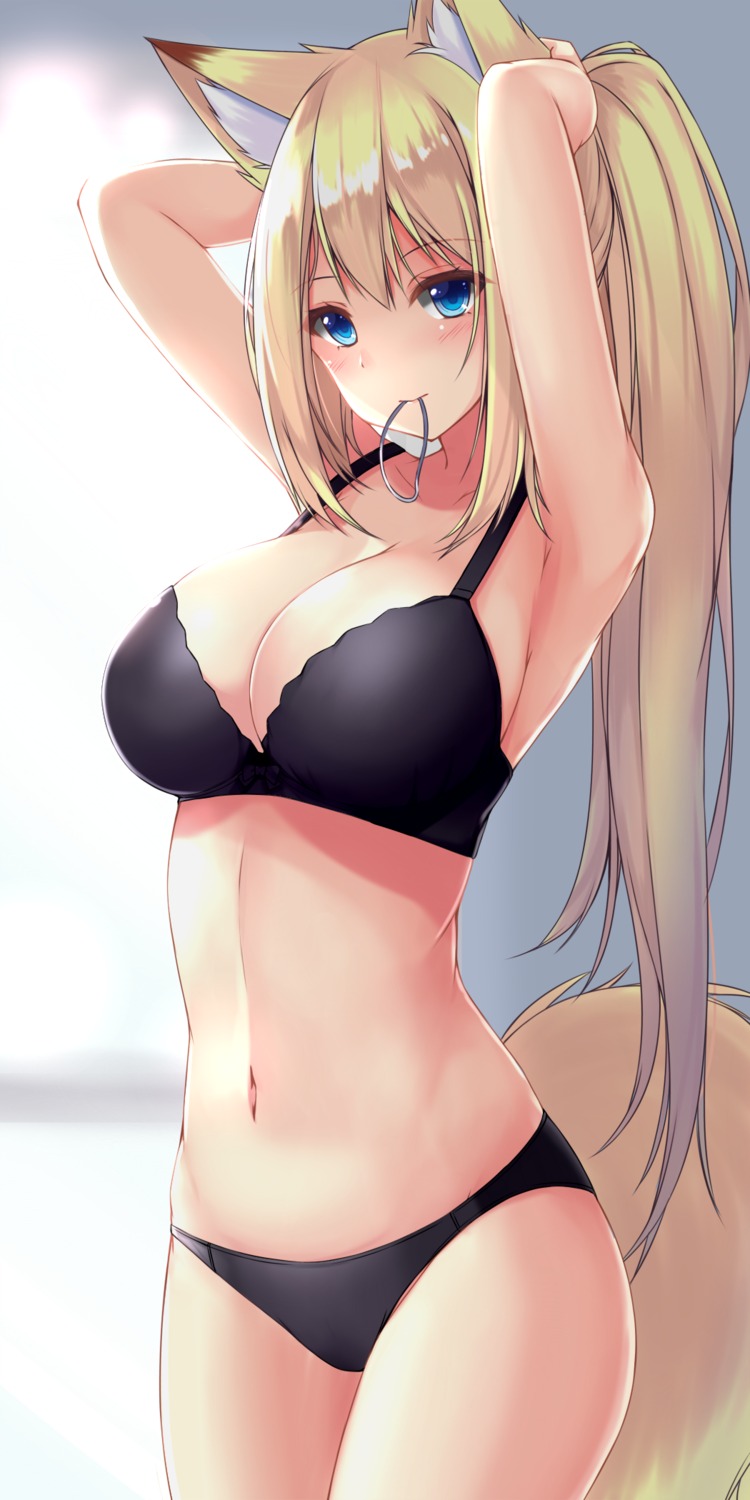 animal_ears bra cleavage kitsune pantsu sogaya tail