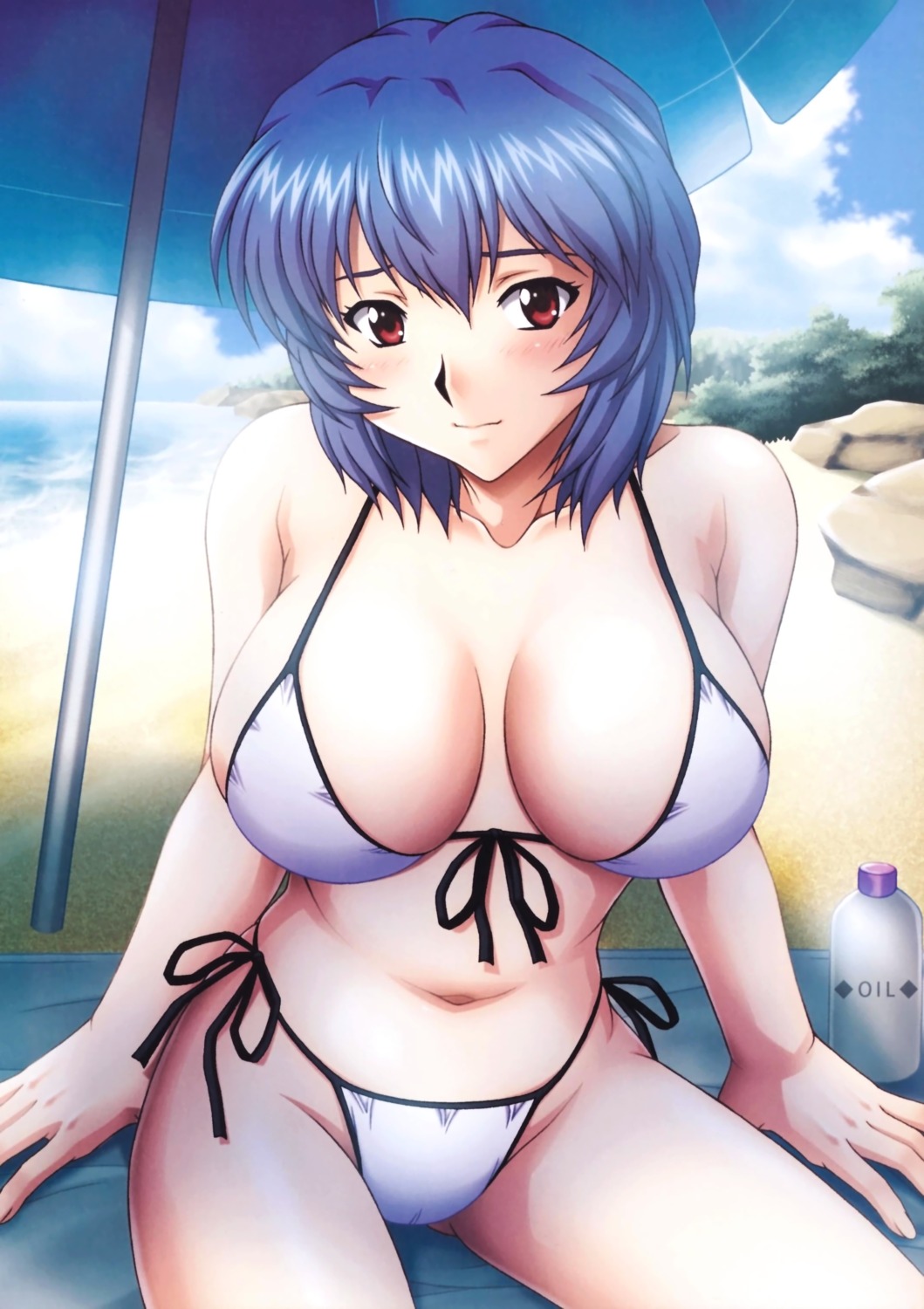 ayanami_rei bikini cameltoe cleavage neon_genesis_evangelion swimsuits uninigumi