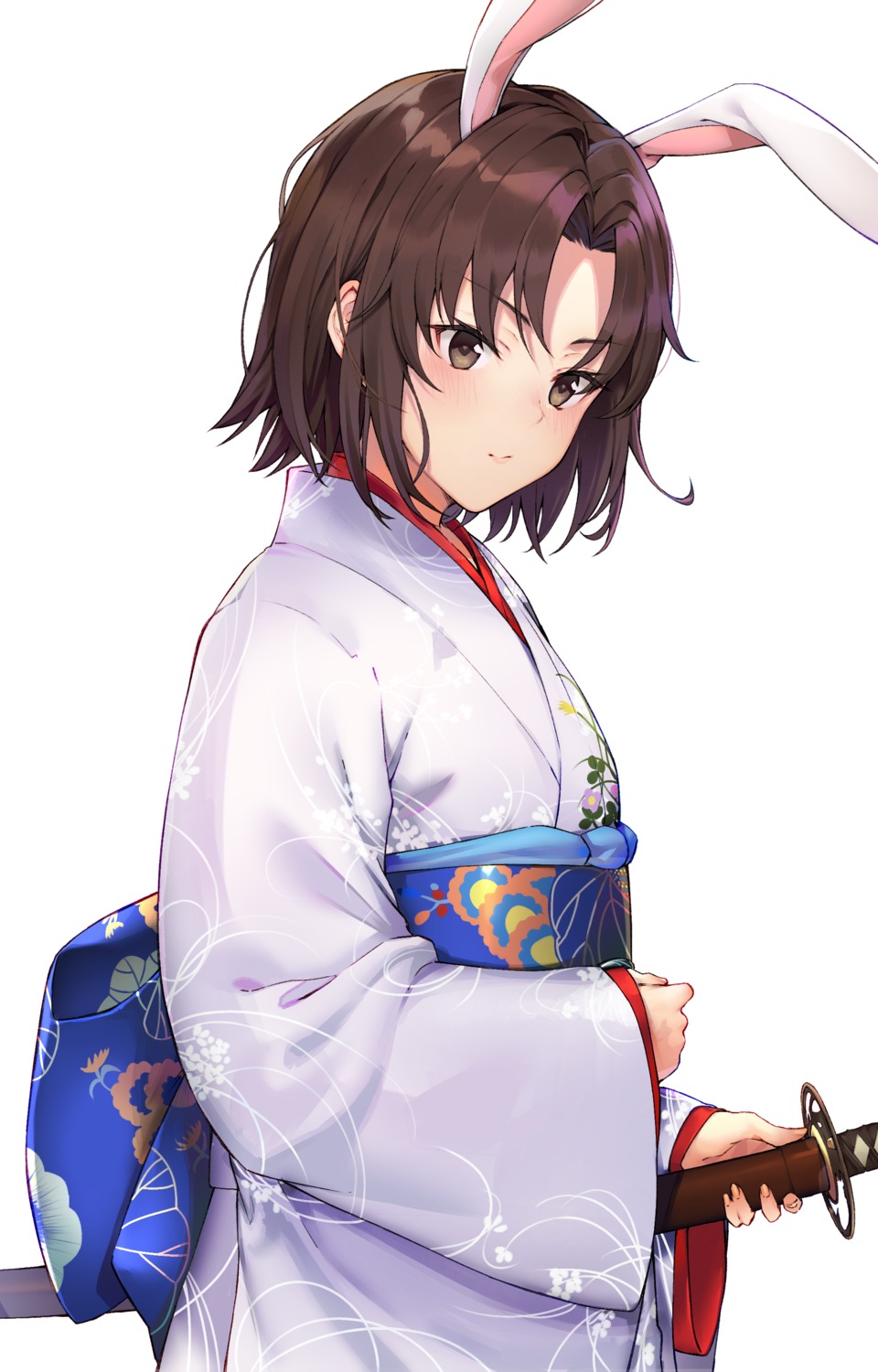 animal_ears black_cola bunny_ears fate/grand_order kara_no_kyoukai kimono ryougi_shiki sword