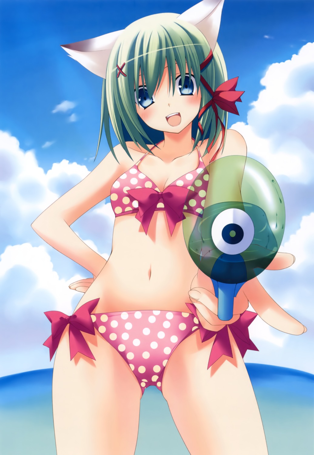 animal_ears bikini greenwood midori nekomimi swimsuits zinno