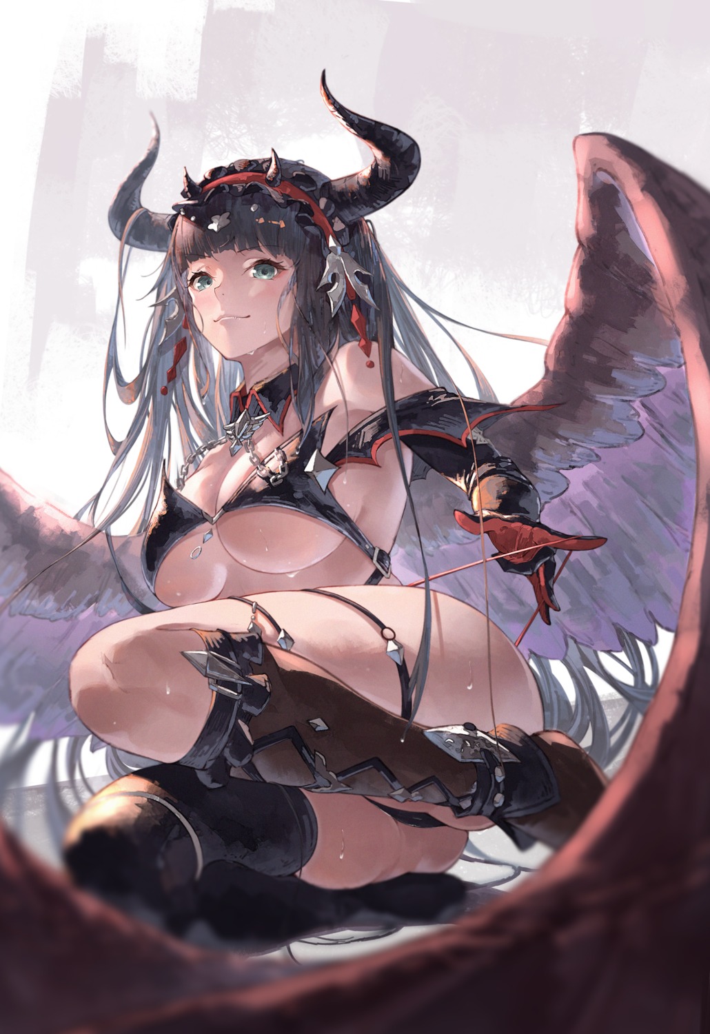 bikini_armor garter granblue_fantasy horns magus_(granblue_fantasy) thighhighs thong wings yu_pian