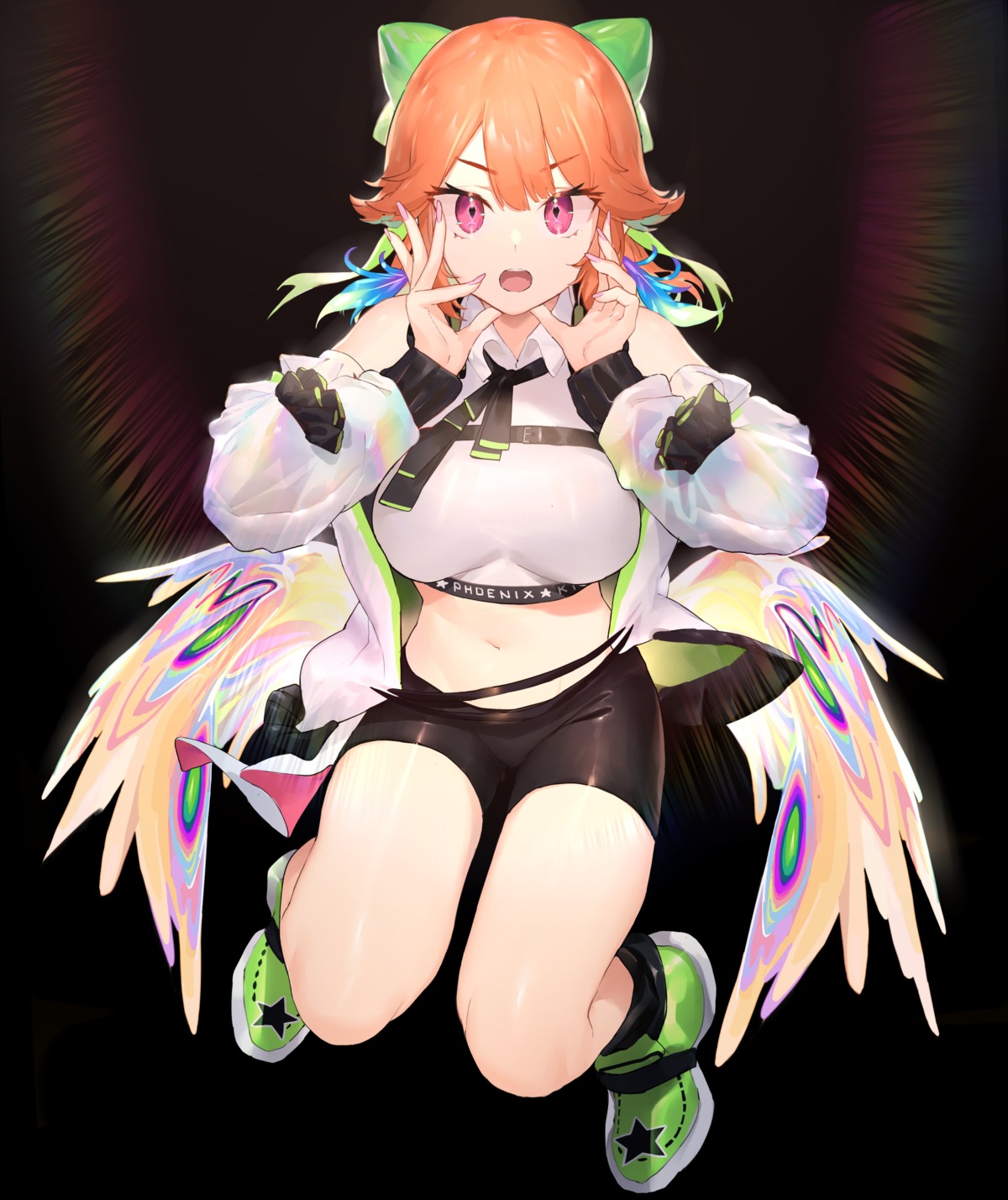 bike_shorts hololive hololive_english neonbeat takanashi_kiara wings