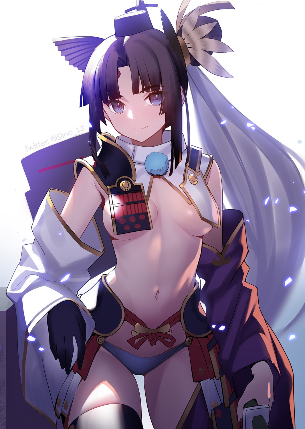 armor fate/grand_order japanese_clothes no_bra pantsu siino thighhighs ushiwakamaru_(fate/grand_order)