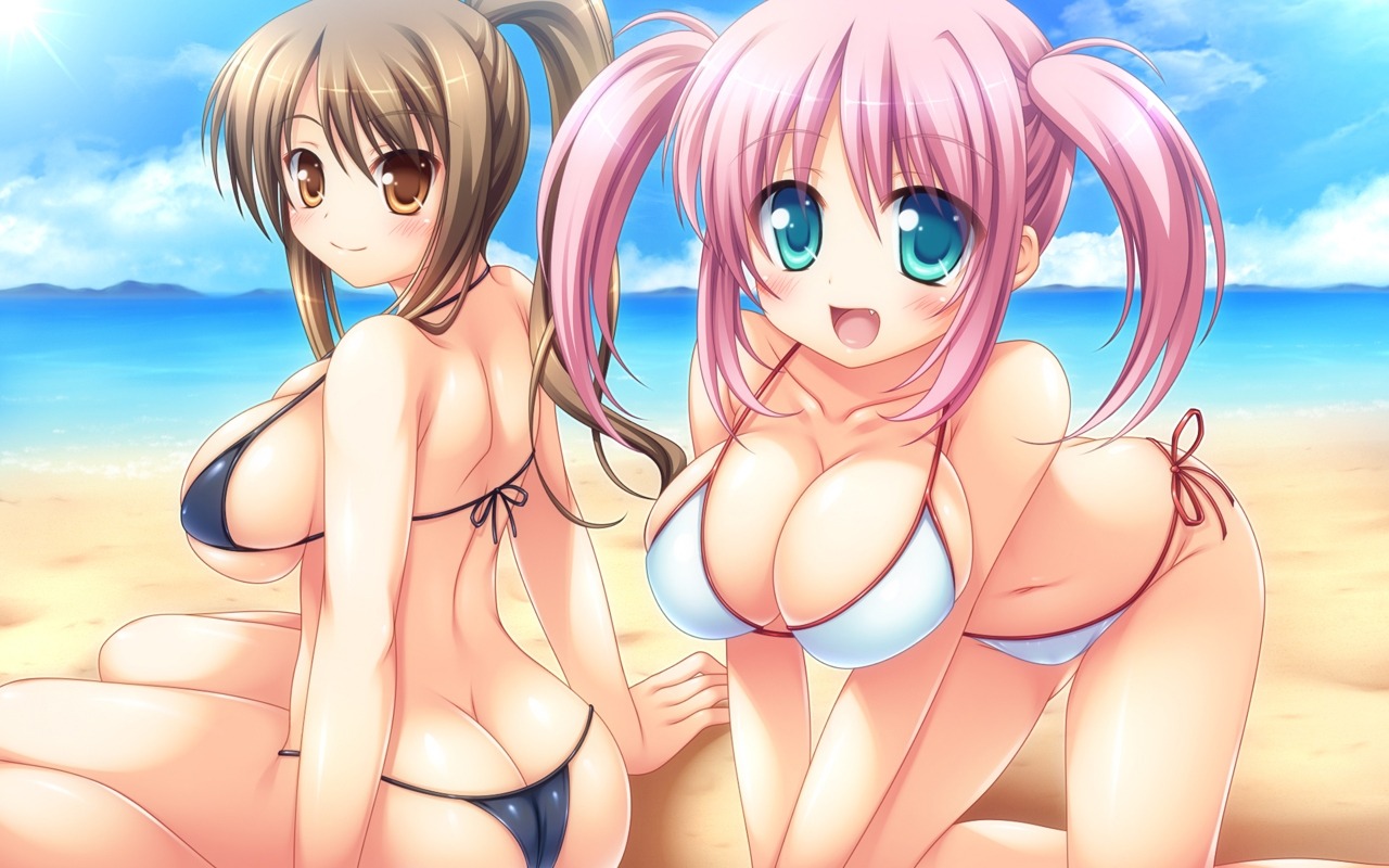 bikini cleavage miu_(c_blue) swimsuits wallpaper