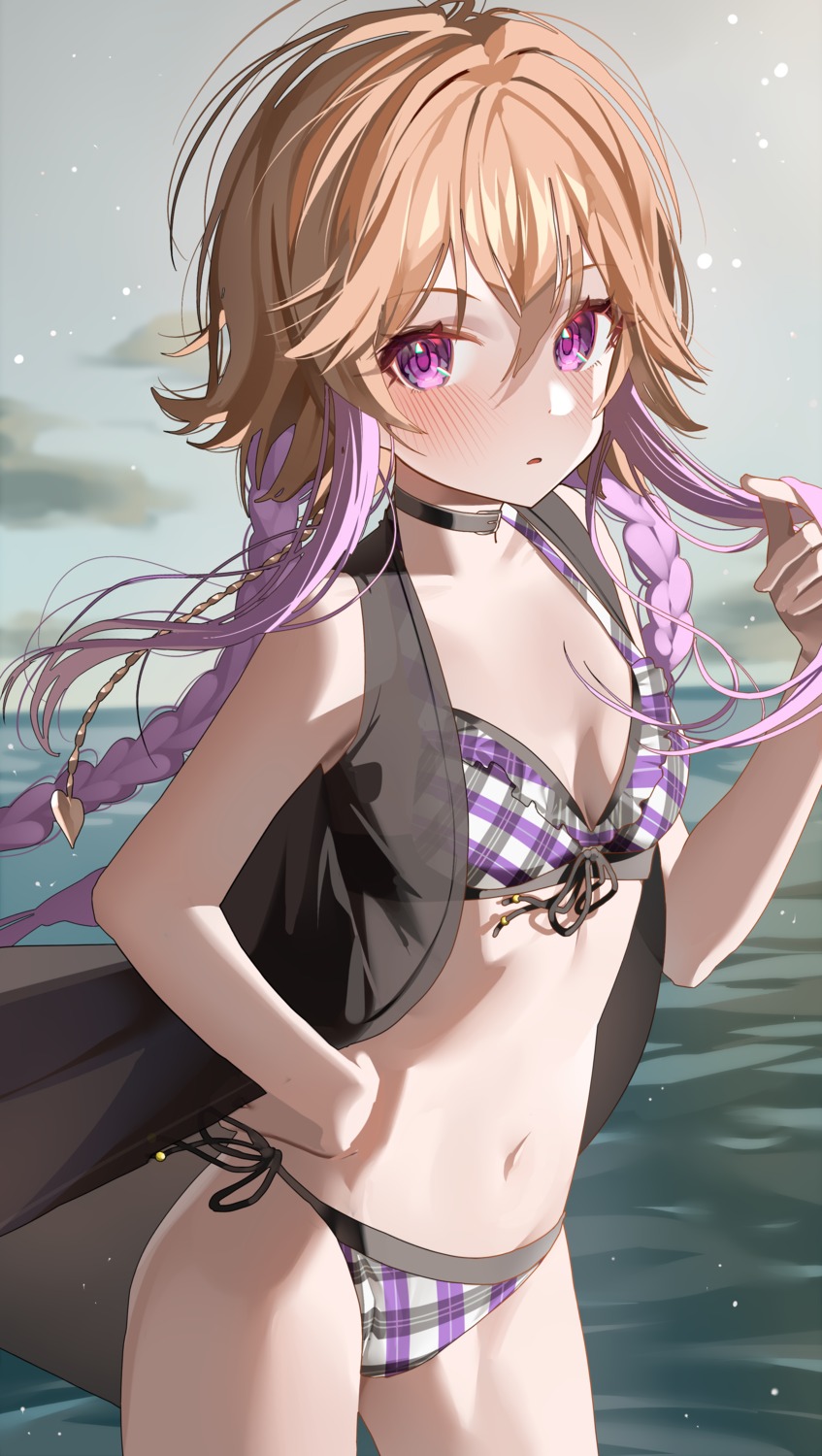 bikini cleavage ningen_mame ninomiya_asuka open_shirt see_through swimsuits the_idolm@ster the_idolm@ster_cinderella_girls