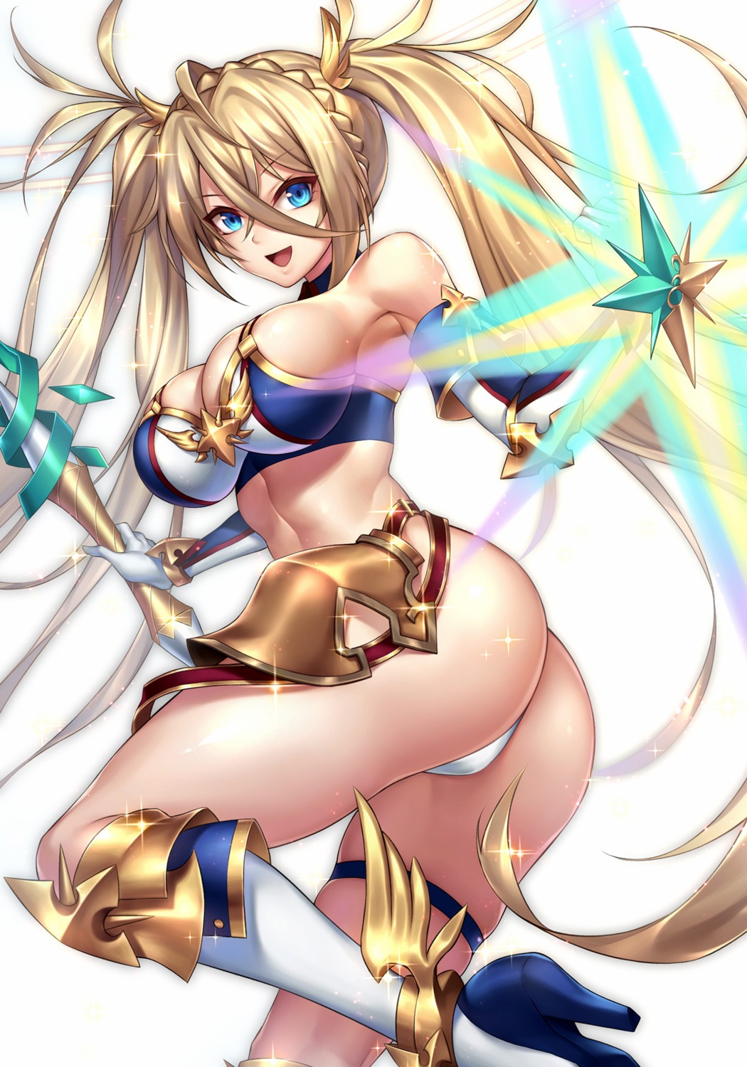 armor ass bikini_armor bradamante_(fate) cleavage fate/grand_order garter heels nasaniliu thong weapon