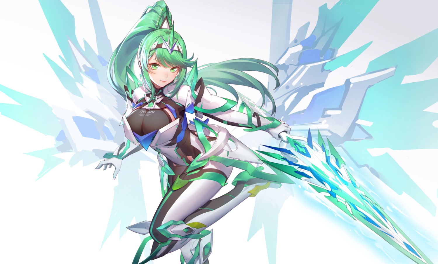 bodysuit heels pneuma_(xenoblade_2) q18607 sword weapon wings xenoblade xenoblade_chronicles_2