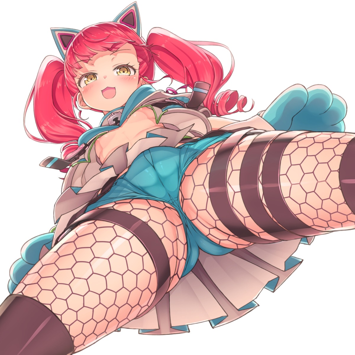 akagi_anna animal_ears areola ba_kuro breasts cameltoe fishnets garter kiratto_pri_chan no_bra pantyhose pretty_series thighhighs