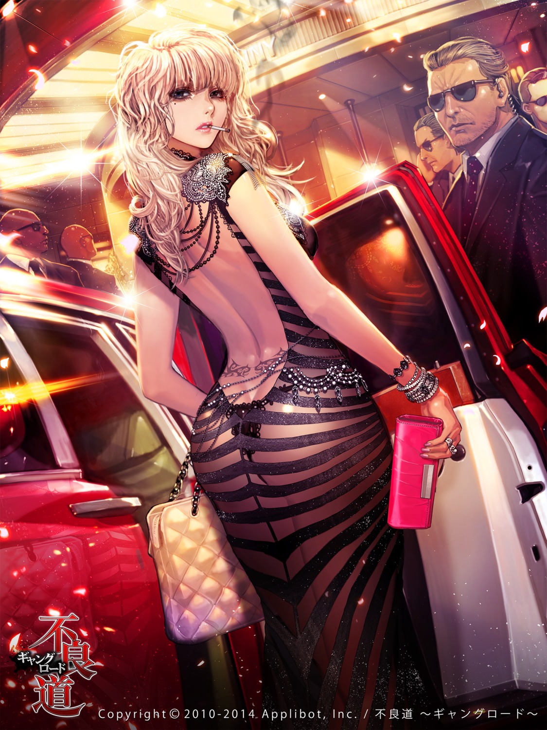 ass dress furyou_michi_~gang_road~ no_bra pantsu see_through smoking tattoo xaxak