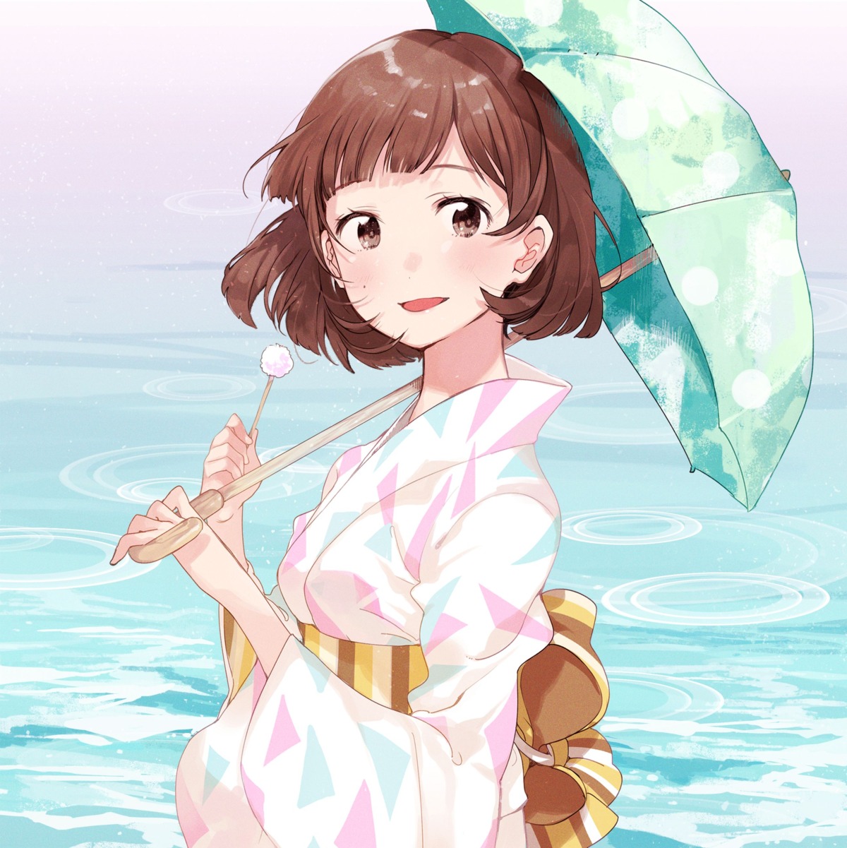 fly misato_(seseragi_shoujo) seseragi_shoujo umbrella yukata