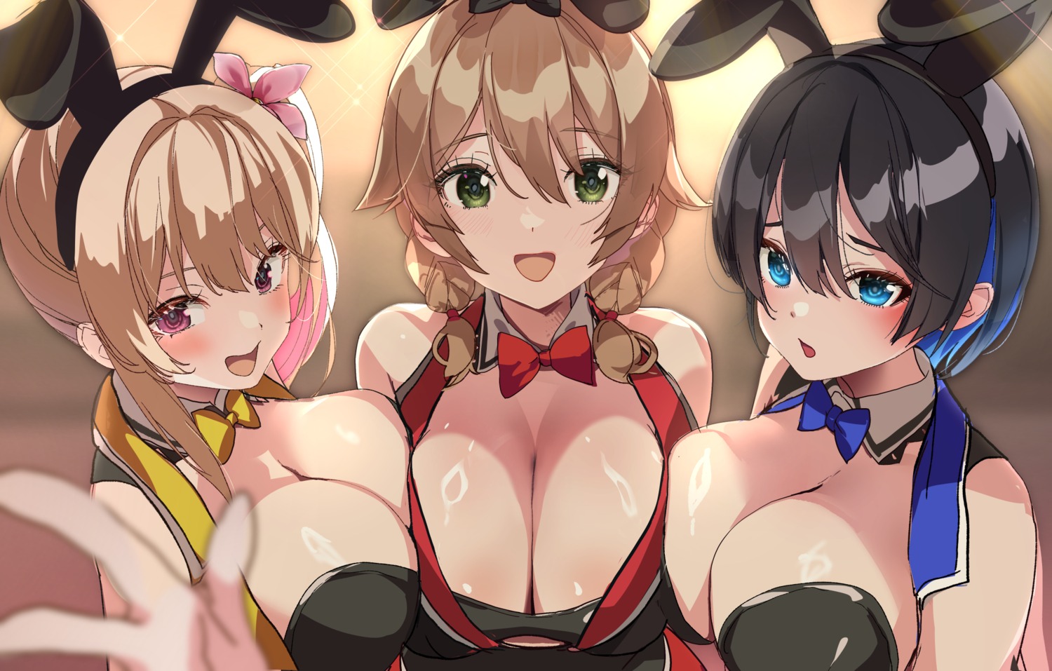 animal_ears bunny_ears bunny_garden bunny_girl kana_(bunny_garden) miuka no_bra qureate rin_(bunny_garden) yamacchi