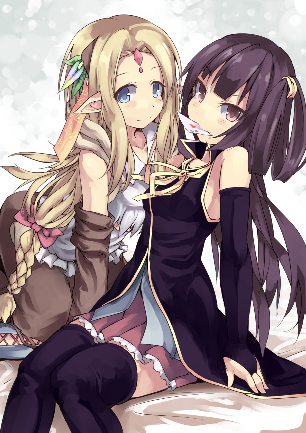 elf fiel_nirvalen kuramii_tseru no_game_no_life normaland pointy_ears thighhighs yuri