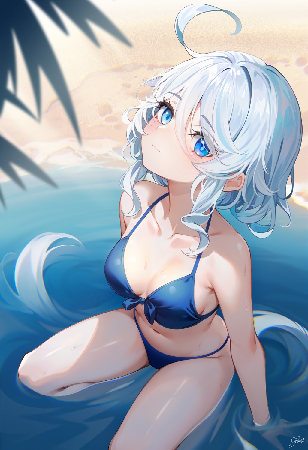 artist_revision bikini furina genshin_impact hahany heterochromia swimsuits wet