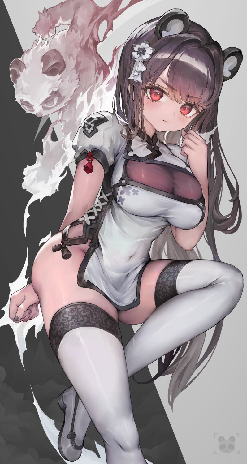 animal_ears chinadress nopan see_through thighhighs voruvoru