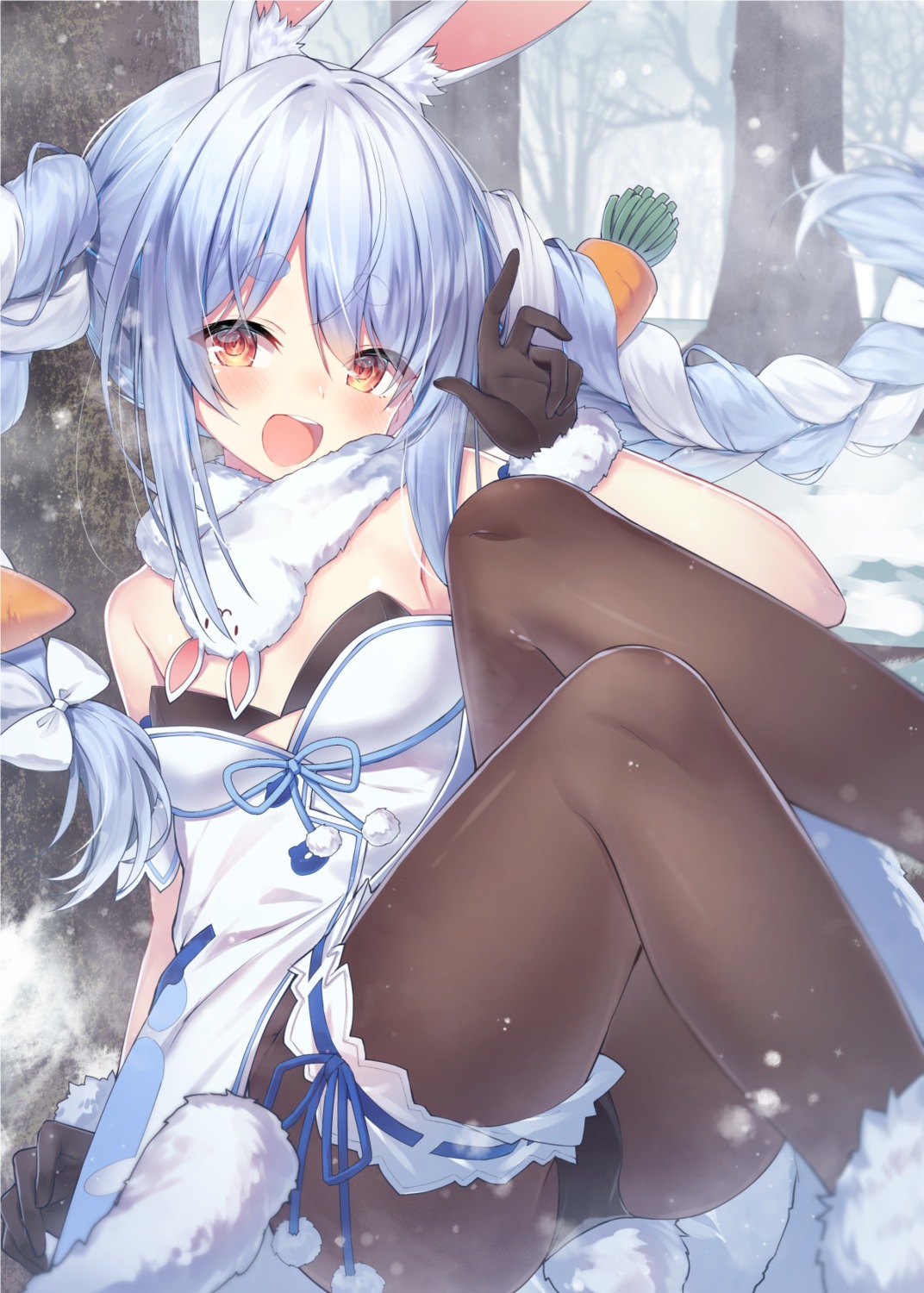 animal_ears ass bra bunny_ears bunny_girl garter hololive pantsu pantyhose skirt_lift tail topia usada_pekora