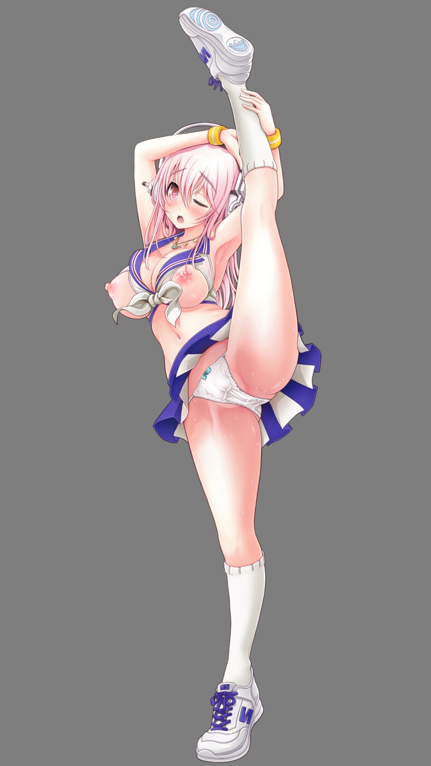 breasts cameltoe cheerleader headphones mag_kan nipples no_bra pantsu see_through skirt_lift sonico super_sonico transparent_png v-mag wet wet_clothes