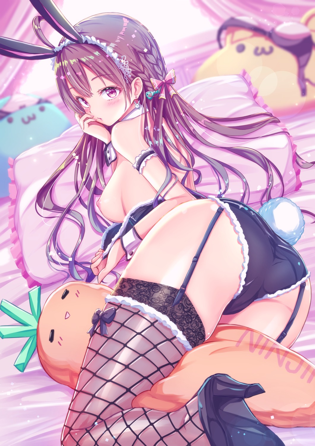 animal_ears ass breasts bunny_ears bunny_girl cameltoe fishnets heels nipples no_bra stockings tail tenzeru thighhighs