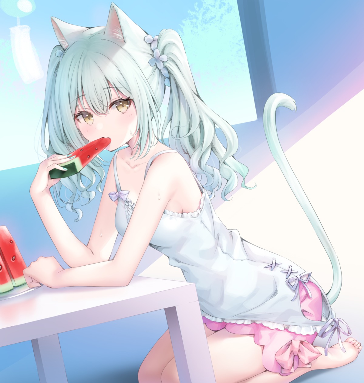 animal_ears dress murano nekomimi summer_dress tail