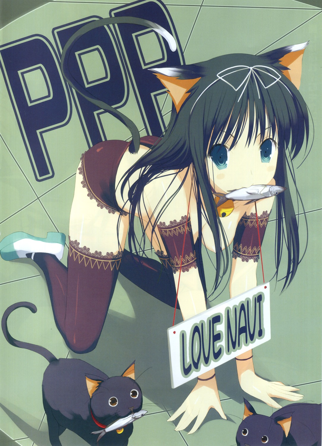 animal_ears bleed_through neko nekomimi pantsu screening tagme tail thighhighs topless