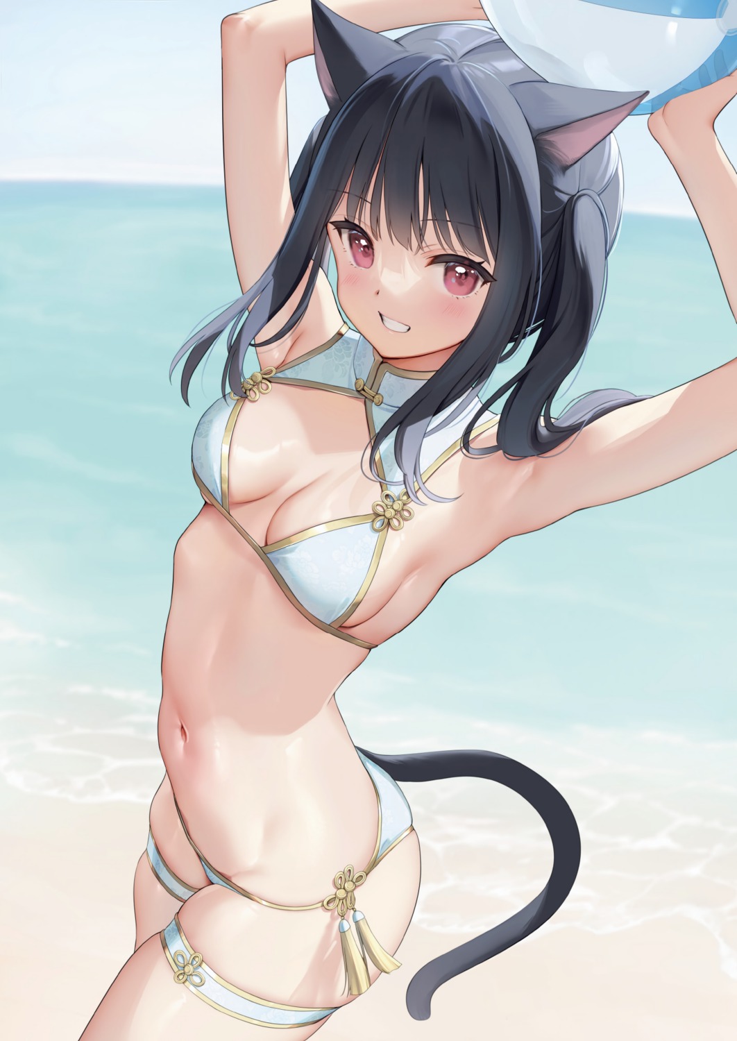 animal_ears bikini detexted garter melonbooks mignon nekomimi swimsuits tail