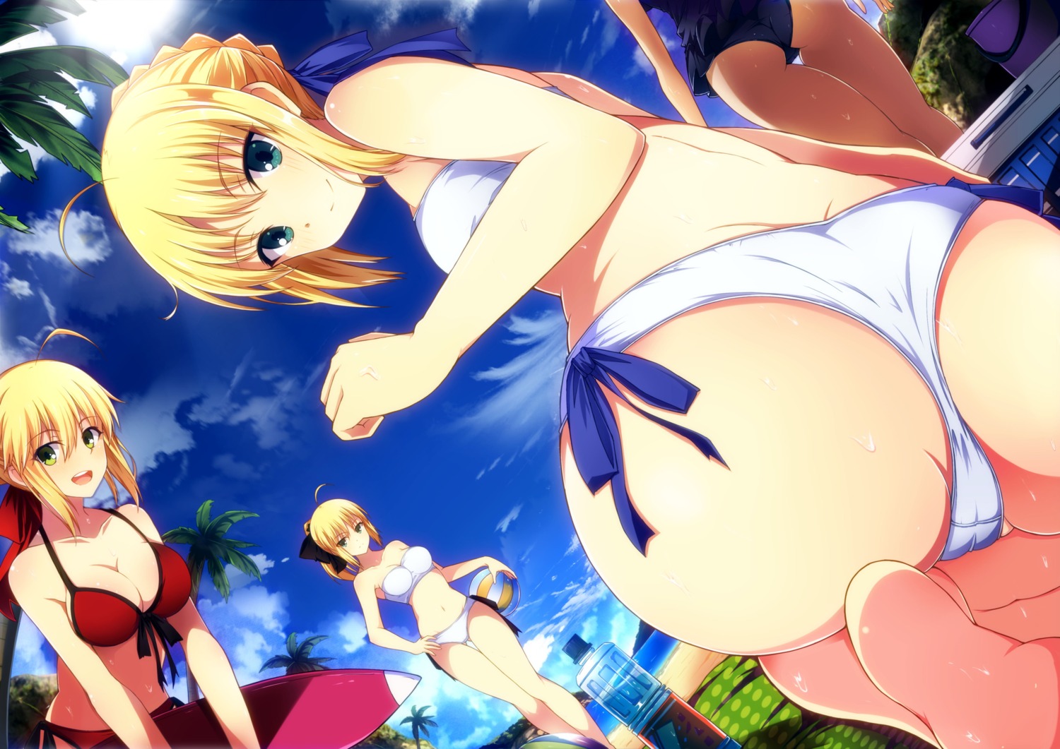 ass bikini cameltoe cleavage fate/extra fate/stay_night fate/unlimited_codes feet jianren saber saber_alter saber_extra saber_lily swimsuits