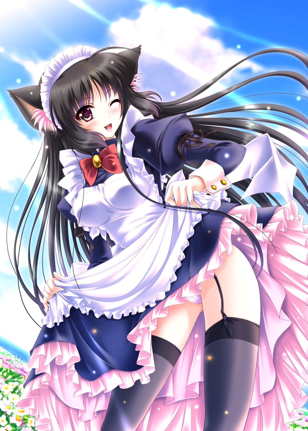 akino_shin animal_ears cameltoe maid nekomimi pantsu stockings thighhighs