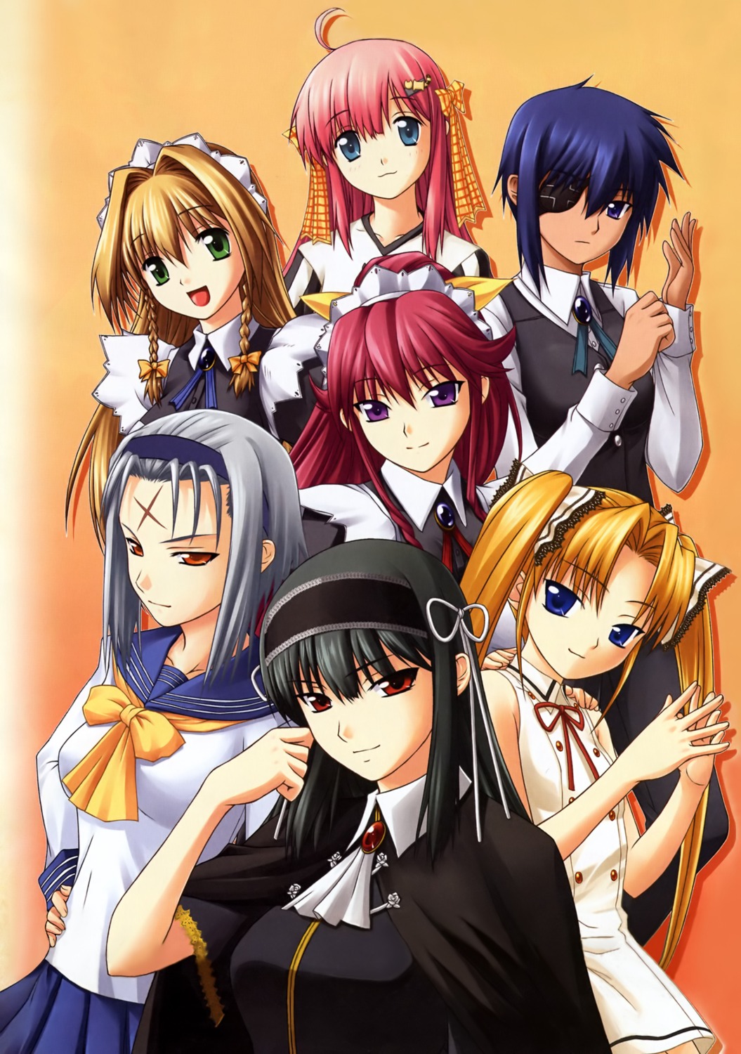 dress eyepatch kimi_ga_aruji_de_shitsuji_ga_ore_de kuki_ageha kuonji_miyu kuonji_shinra kuonji_yume maid minato_soft natose seifuku shironeko_sanbou uesugi_mihato venice