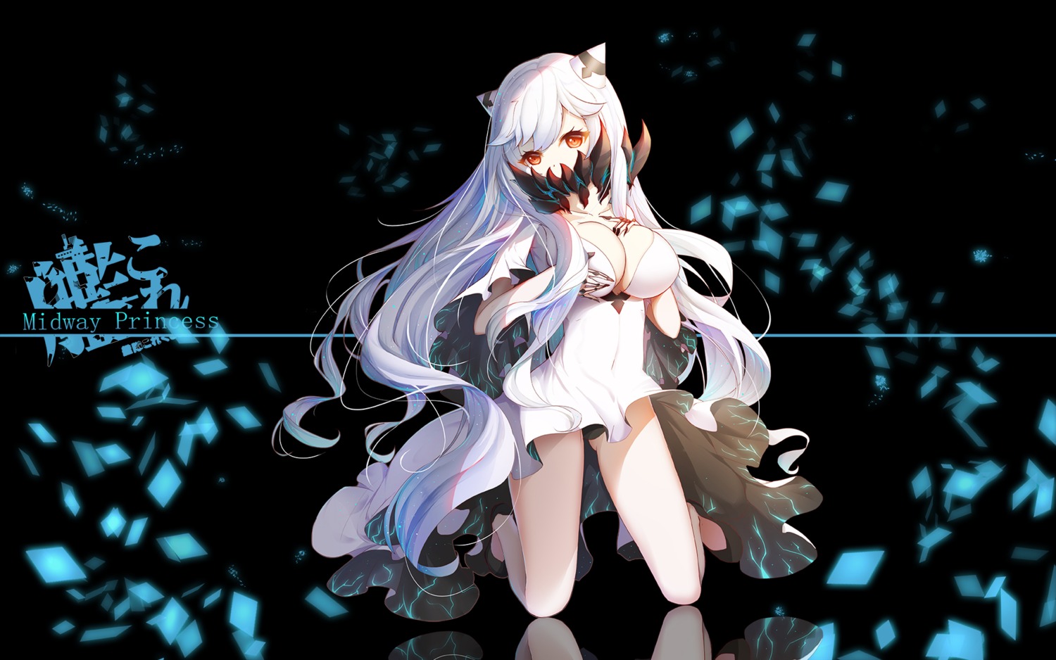 asa_ni_haru breast_hold cleavage dress horns kantai_collection midway_hime pantsu wallpaper