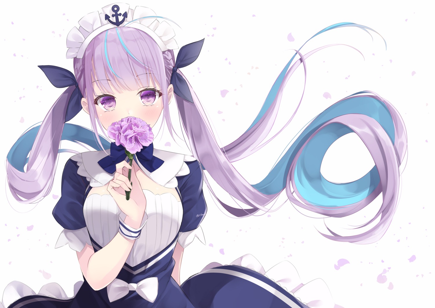 hololive maid minato_aqua sasahara_wakaba skirt_lift