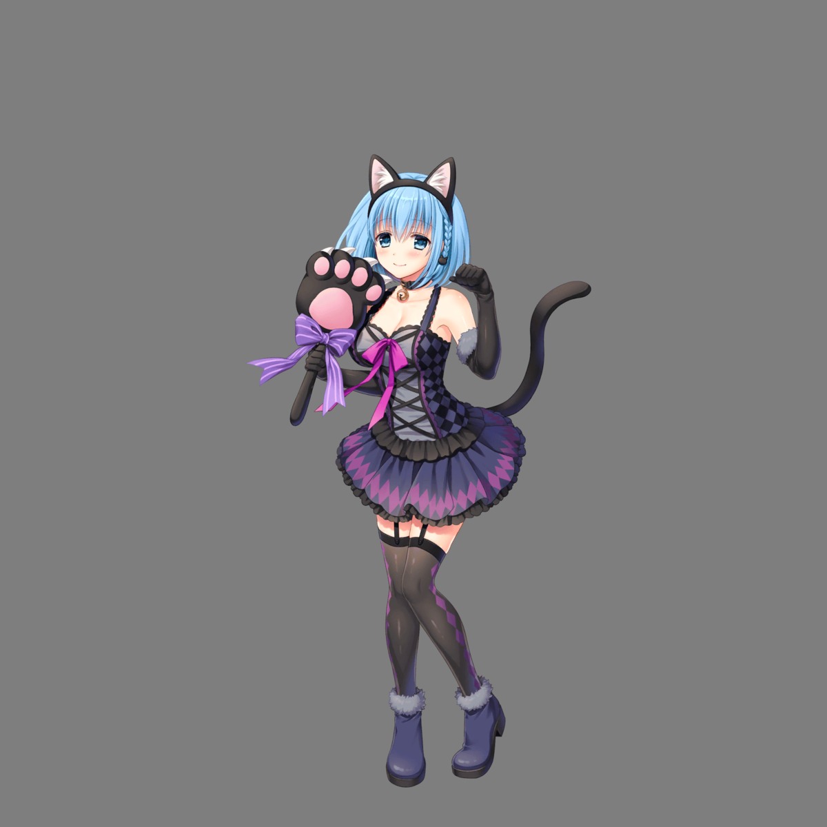 animal_ears cleavage hagino_kouta heels hoshi_no_girls_odyssey nekomimi stockings tail thighhighs transparent_png