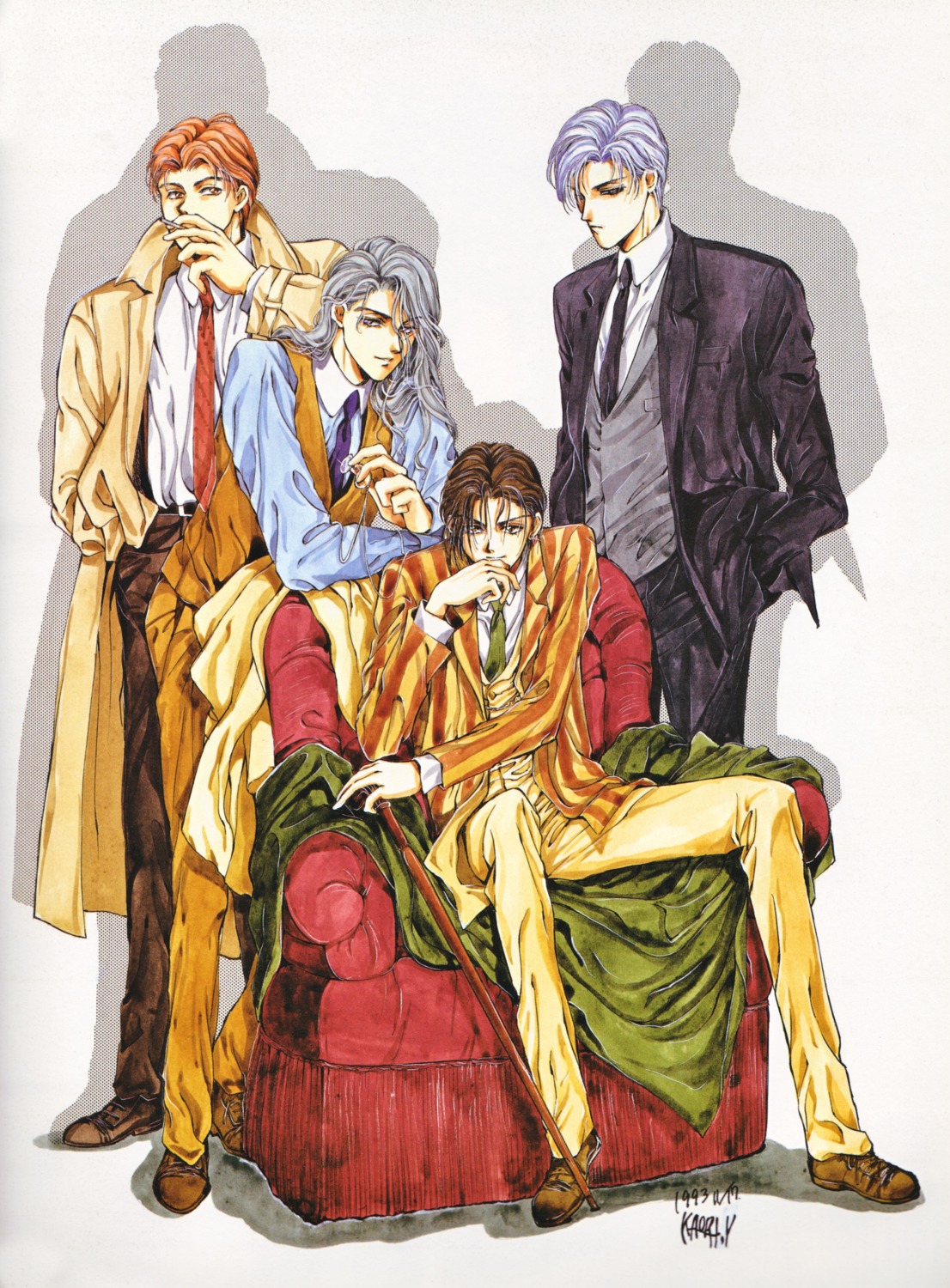 business_suit cain_c._hargreaves godchild hakushaku_cain_series jizabel_disraeli male oscar_gabriel riffael_raffit yuki_kaori