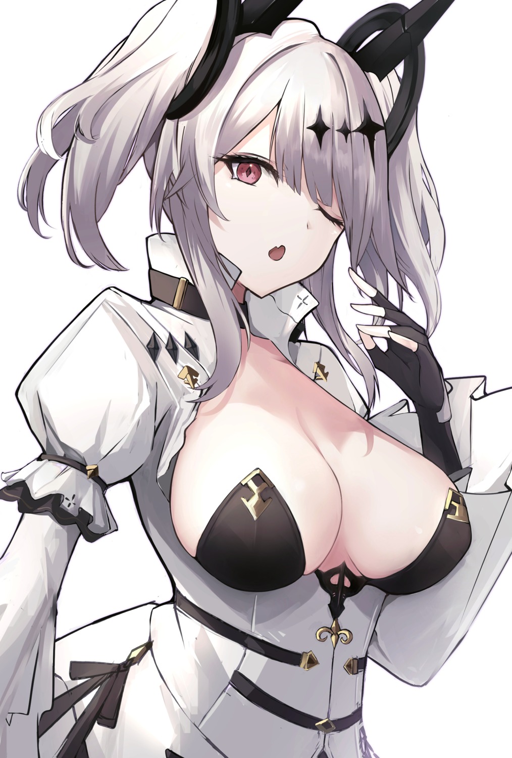 azur_lane erect_nipples horns joffre_(azur_lane) kurohikage no_bra