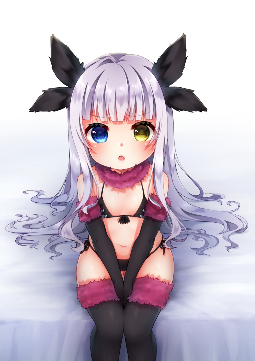 bikini heterochromia nekonomimi swimsuits thighhighs