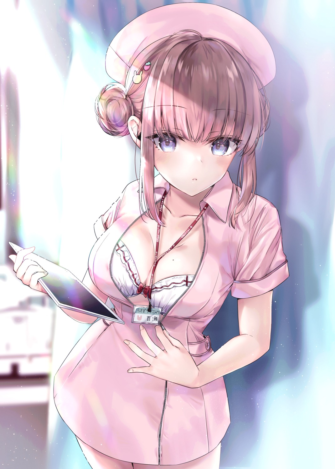 bra hane_yuki nurse open_shirt